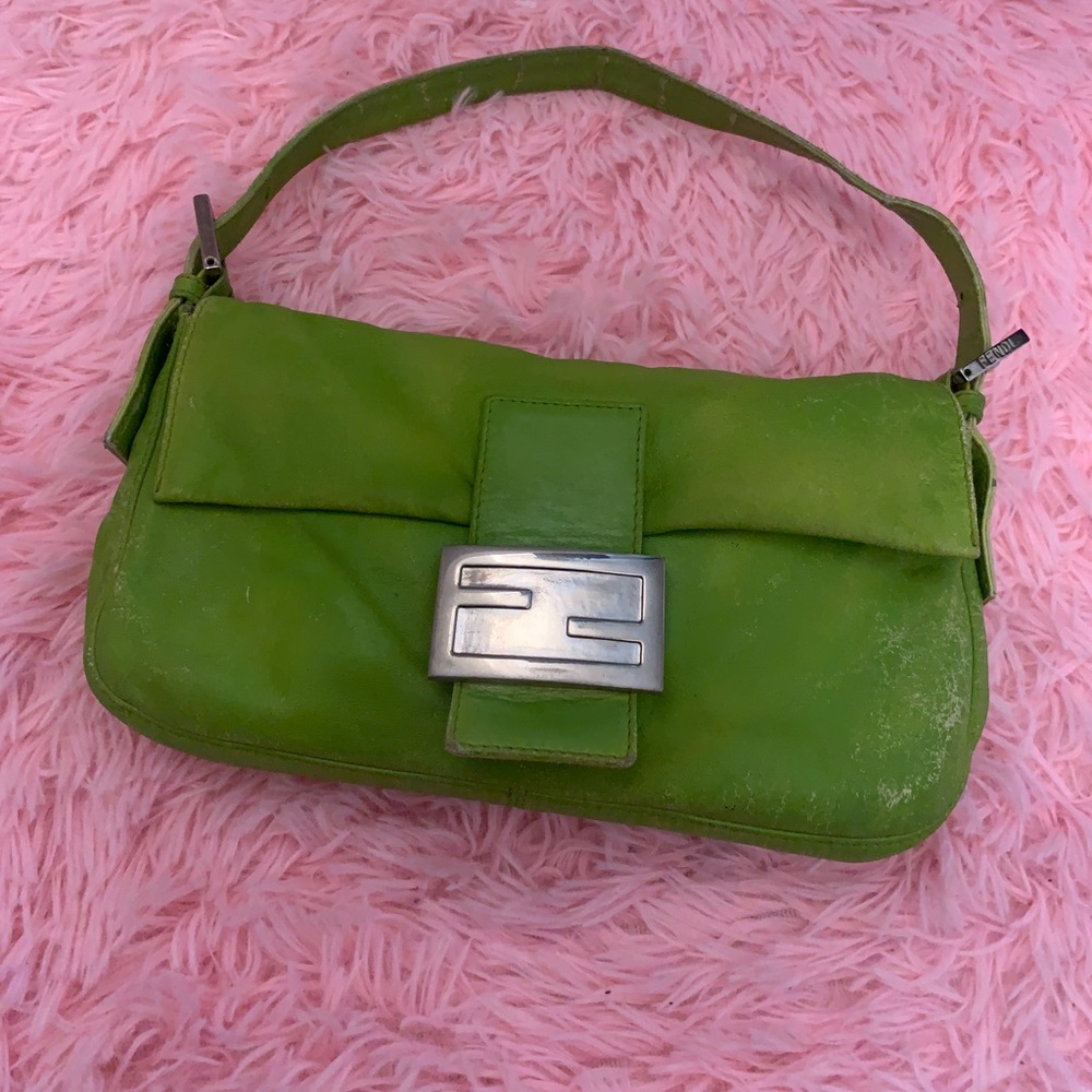 SOLD Fendi Mamma Baguette Mini / Green leather - Picture 3 of 15